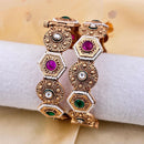 Jewel Addiction Gold Plated Pota Stone Pearls Openable Bangles Set