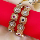 Jewel Addiction Gold Plated Pota Stone Pearls Openable Bangles Set