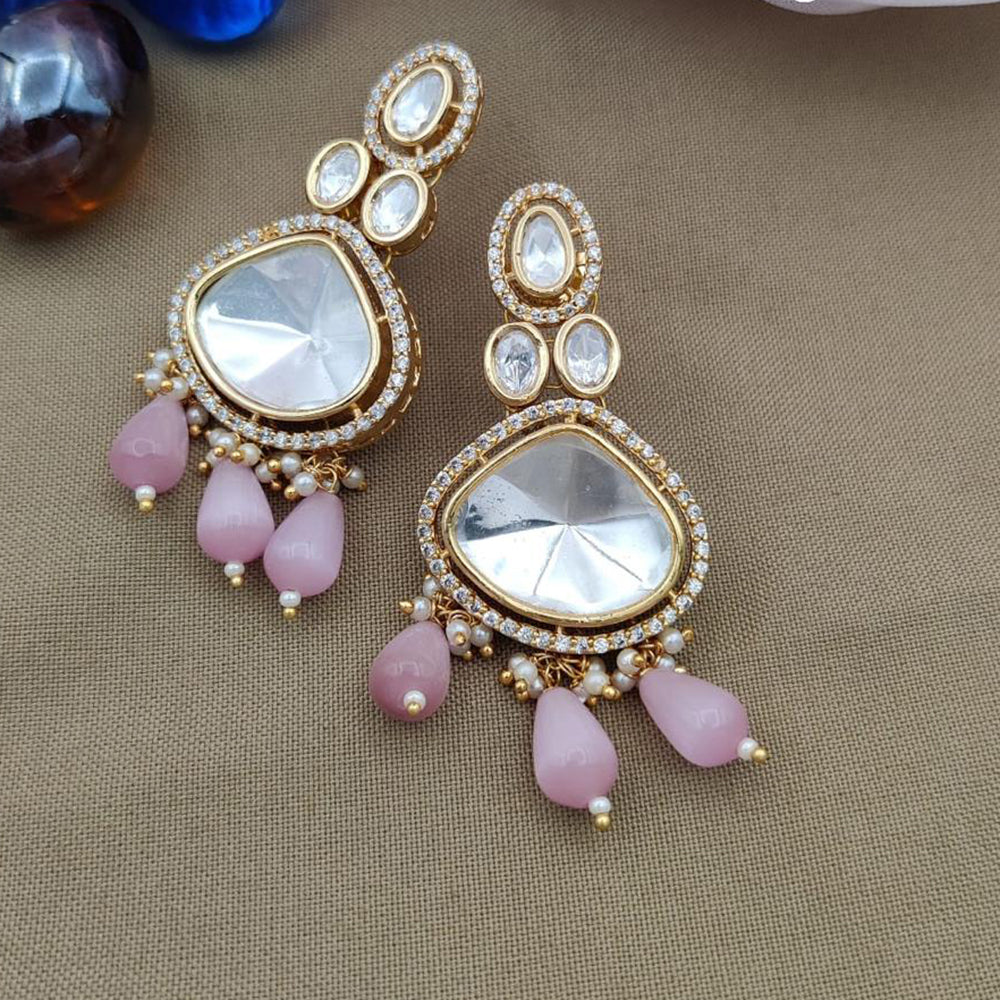 Jewel Addiction Gold Plated Polki kundan Stone And Beads Dangler Earrings