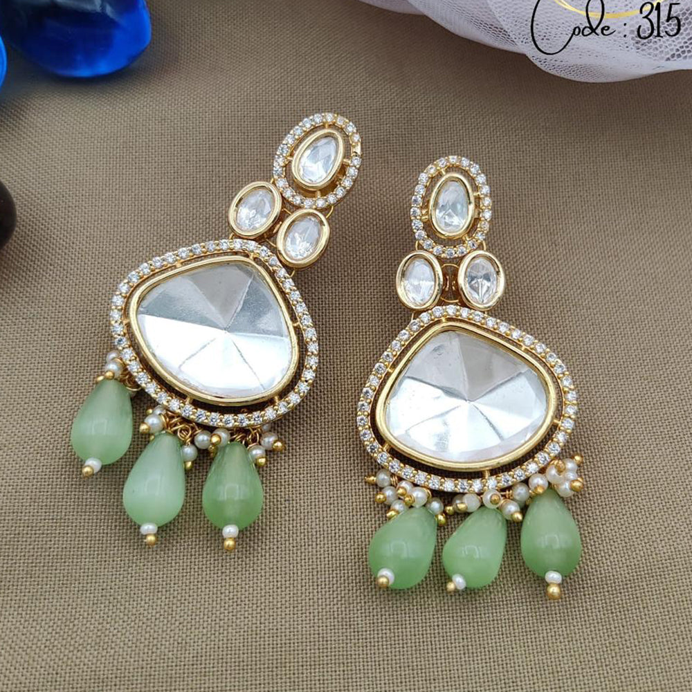 Jewel Addiction Gold Plated Polki kundan Stone And Beads Dangler Earrings