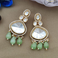Jewel Addiction Gold Plated Polki kundan Stone And Beads Dangler Earrings