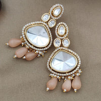 Jewel Addiction Gold Plated Polki kundan Stone And Beads Dangler Earrings