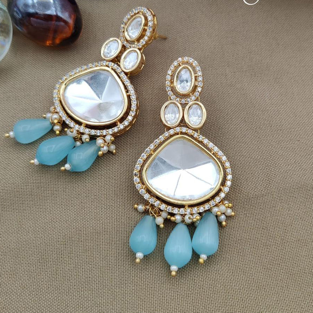 Jewel Addiction Gold Plated Polki kundan Stone And Beads Dangler Earrings