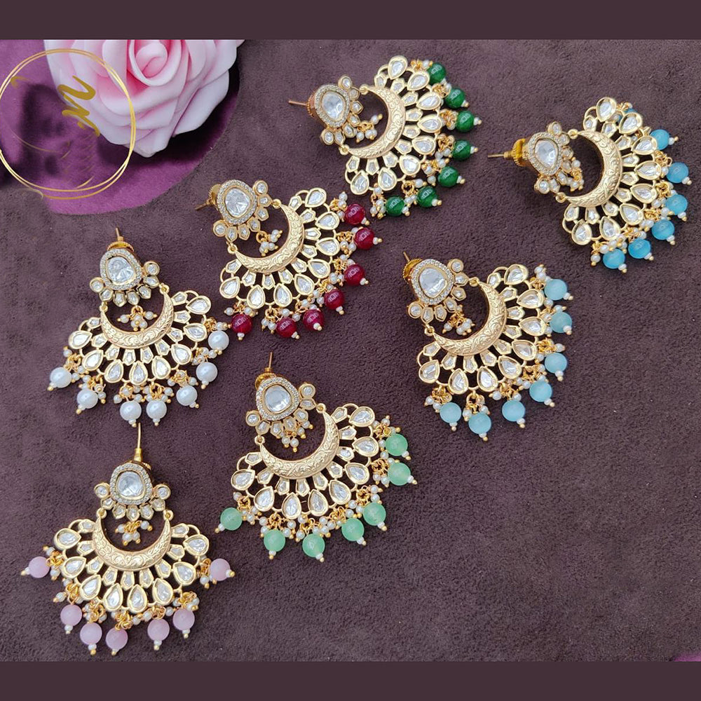 Jewel Addiction Gold Plated Polki kundan Stone And Beads Dangler Earrings