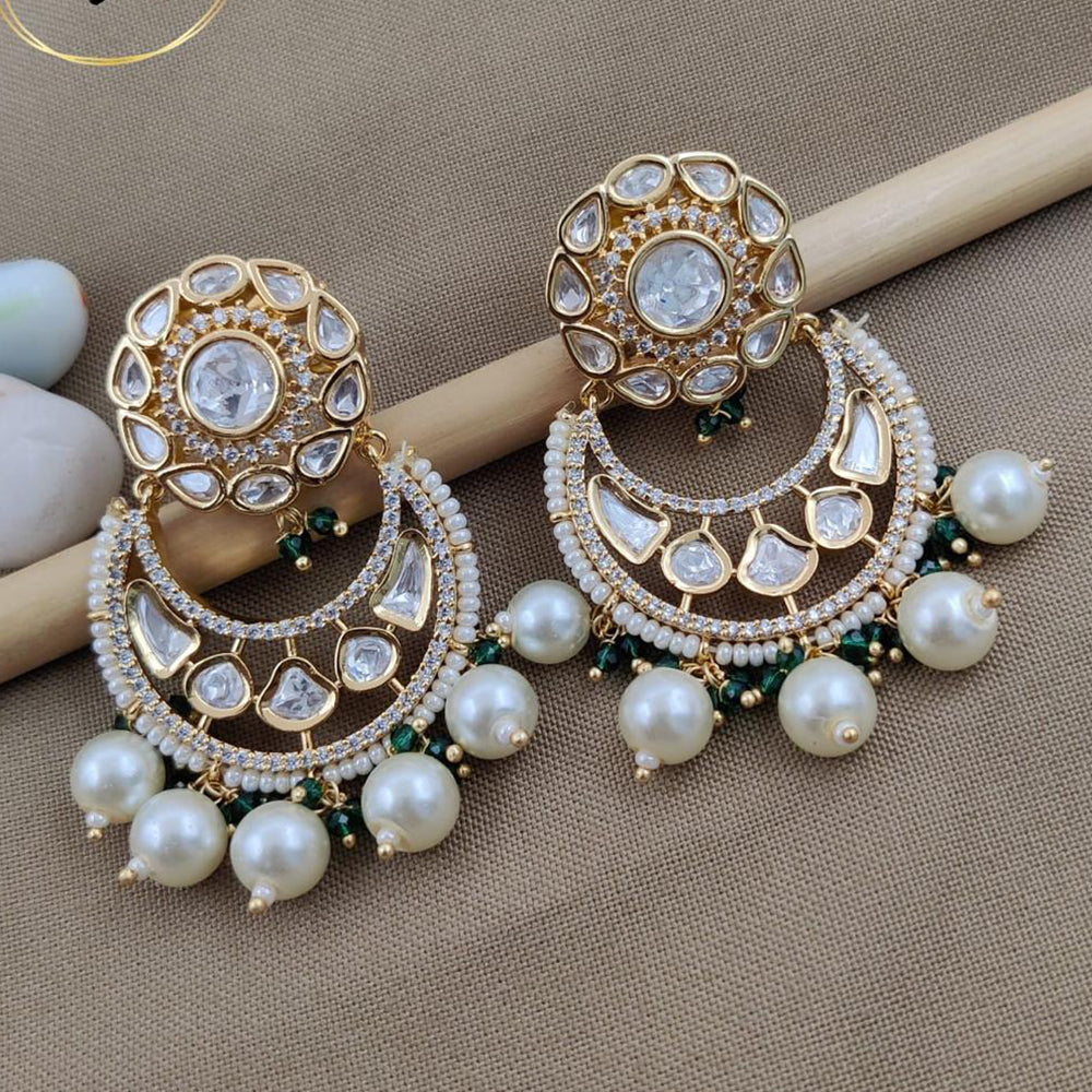 Jewel Addiction Gold Plated Polki kundan Stone And Beads Dangler Earrings