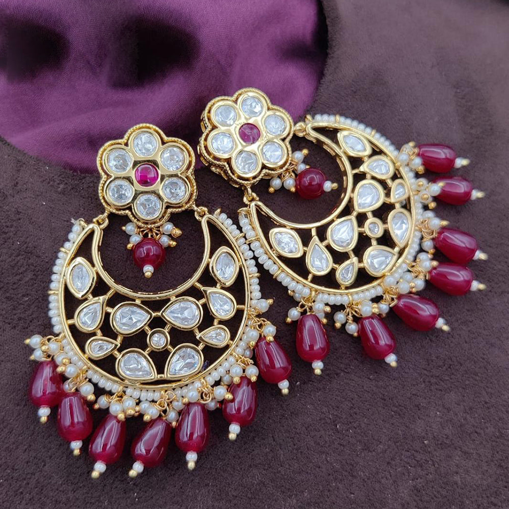 Jewel Addiction Gold Plated Polki kundan Stone And Beads Dangler Earrings