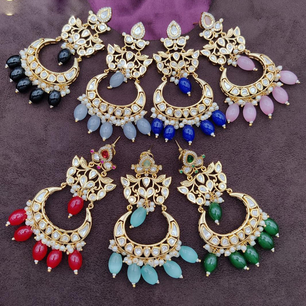 Jewel Addiction Gold Plated Polki kundan Stone And Beads Dangler Earrings