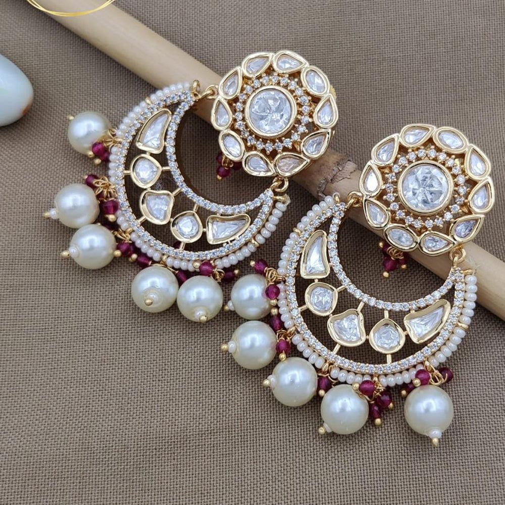 Jewel Addiction Gold Plated Polki kundan Stone And Beads Dangler Earrings
