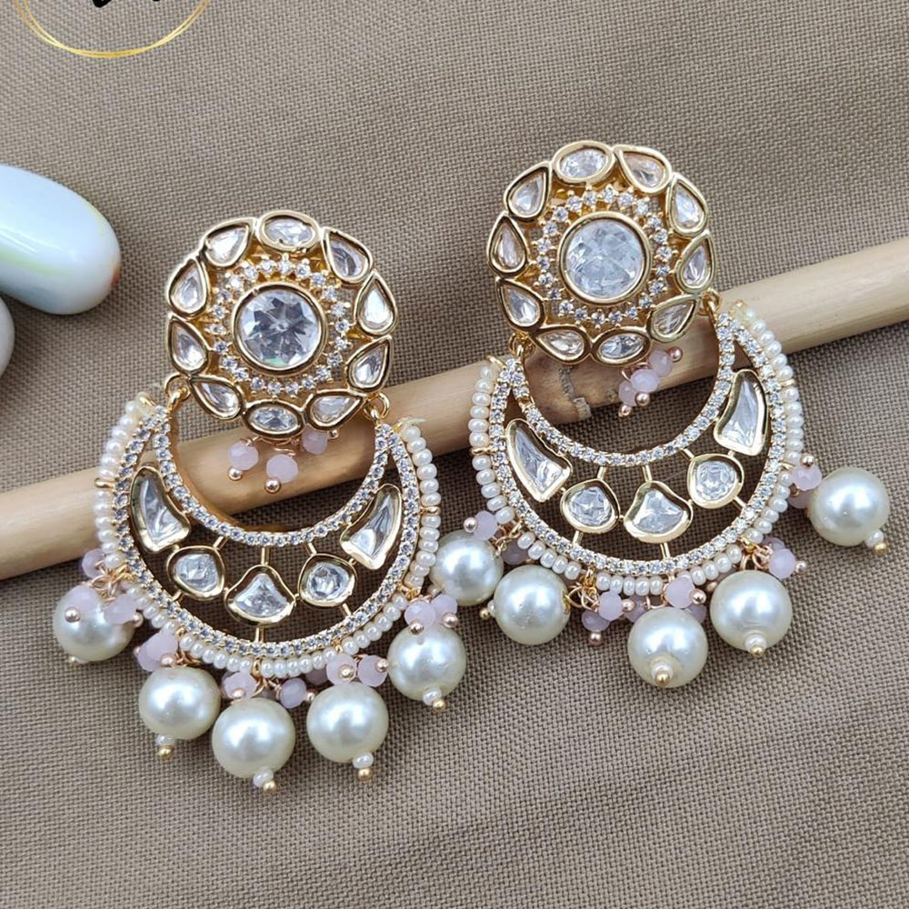 Jewel Addiction Gold Plated Polki kundan Stone And Beads Dangler Earrings