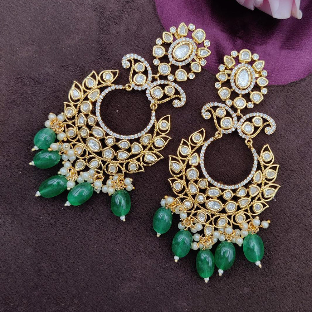 Jewel Addiction Gold Plated Polki kundan Stone And Beads Dangler Earrings