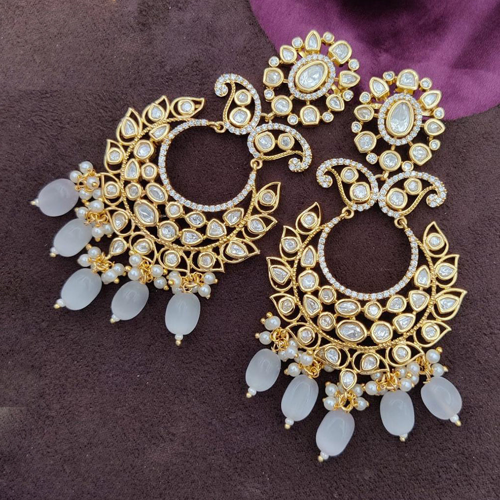 Jewel Addiction Gold Plated Polki kundan Stone And Beads Dangler Earrings