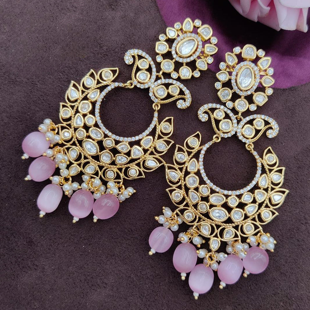 Jewel Addiction Gold Plated Polki kundan Stone And Beads Dangler Earrings