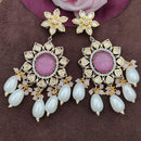 Jewel Addiction 2 Tone Plated Polki kundan Stone And Beads Dangler Earrings