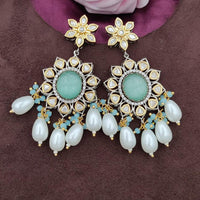 Jewel Addiction 2 Tone Plated Polki kundan Stone And Beads Dangler Earrings