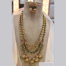 Jewel Addiction Gold Plated Pota Stone And Pearls Long Necklace Set