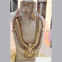 Jewel Addiction Copper Gold Pota Stone And Pearl Necklace Set