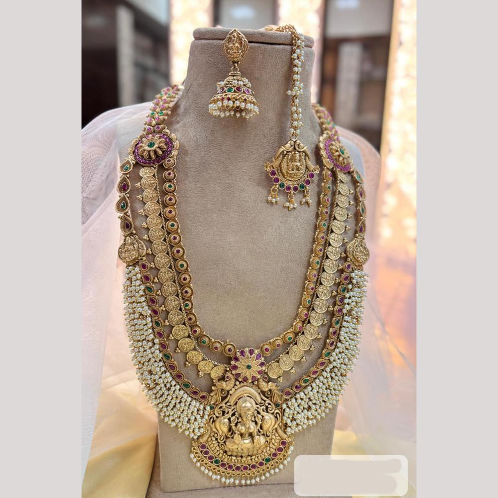 Jewel Addiction Copper Gold Pota Stone And Pearl Necklace Set