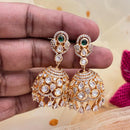 Jewel Addiction Gold Plated Polki Kundan Stone Jhumki Earrings