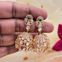 Jewel Addiction Gold Plated Polki Kundan Stone Jhumki Earrings