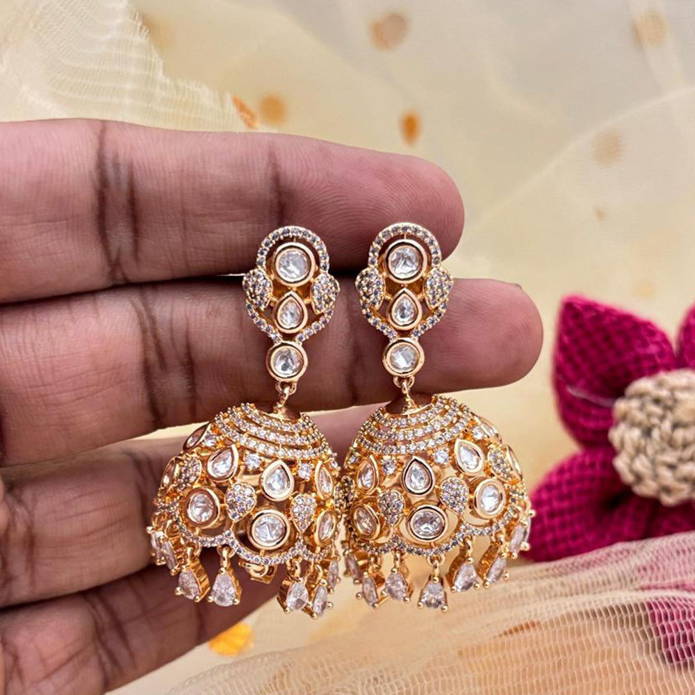 Jewel Addiction Gold Plated Polki Kundan Stone Jhumki Earrings