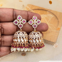 Jewel Addiction Gold Plated Polki Kundan Stone Jhumki Earrings