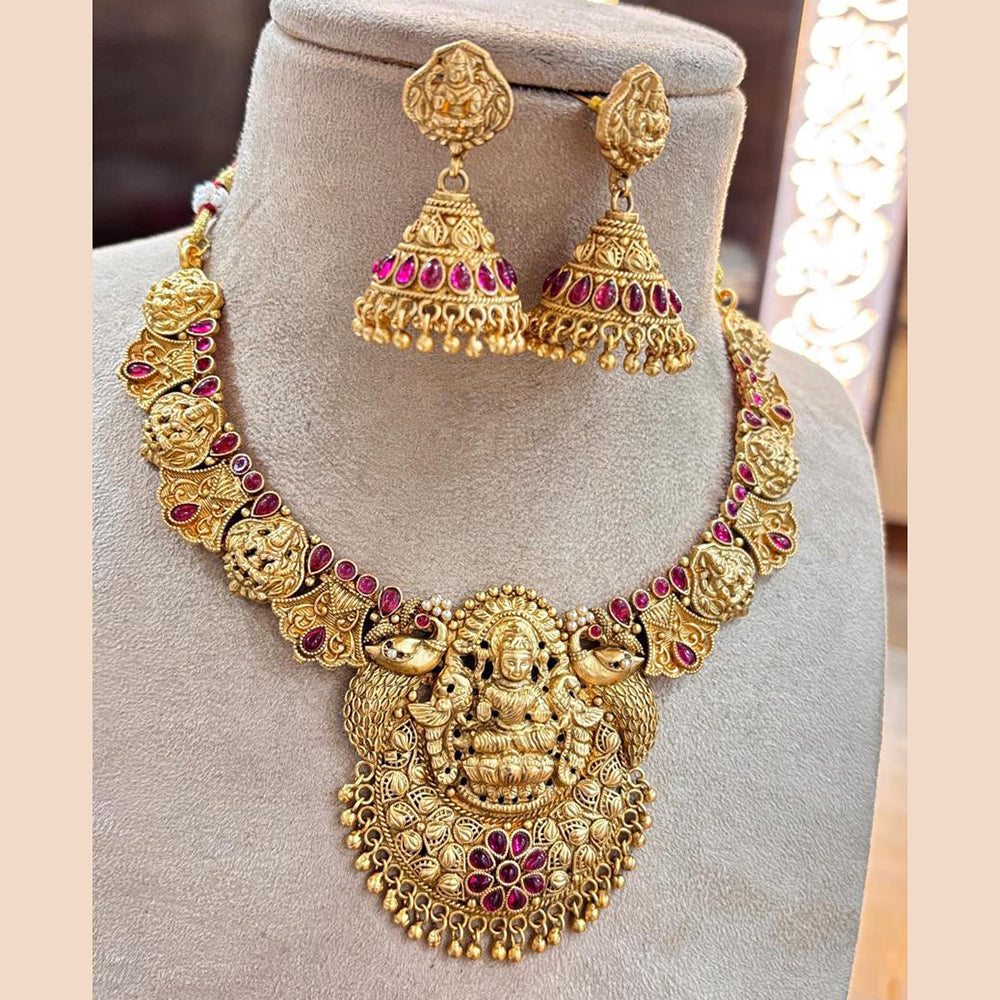 Jewel Addiction Copper Gold Pota Stone Temple Necklace Set