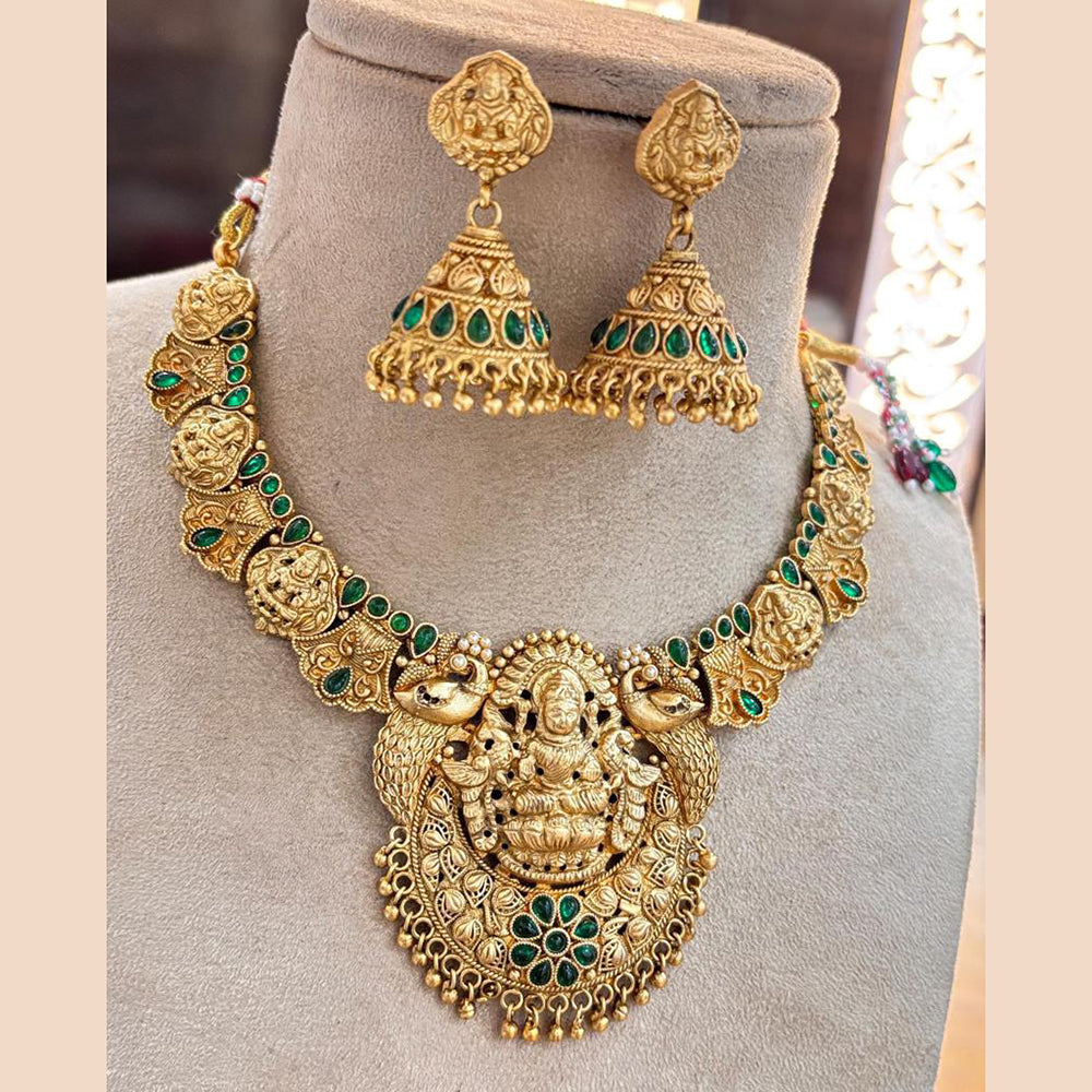 Jewel Addiction Copper Gold Pota Stone Temple Necklace Set