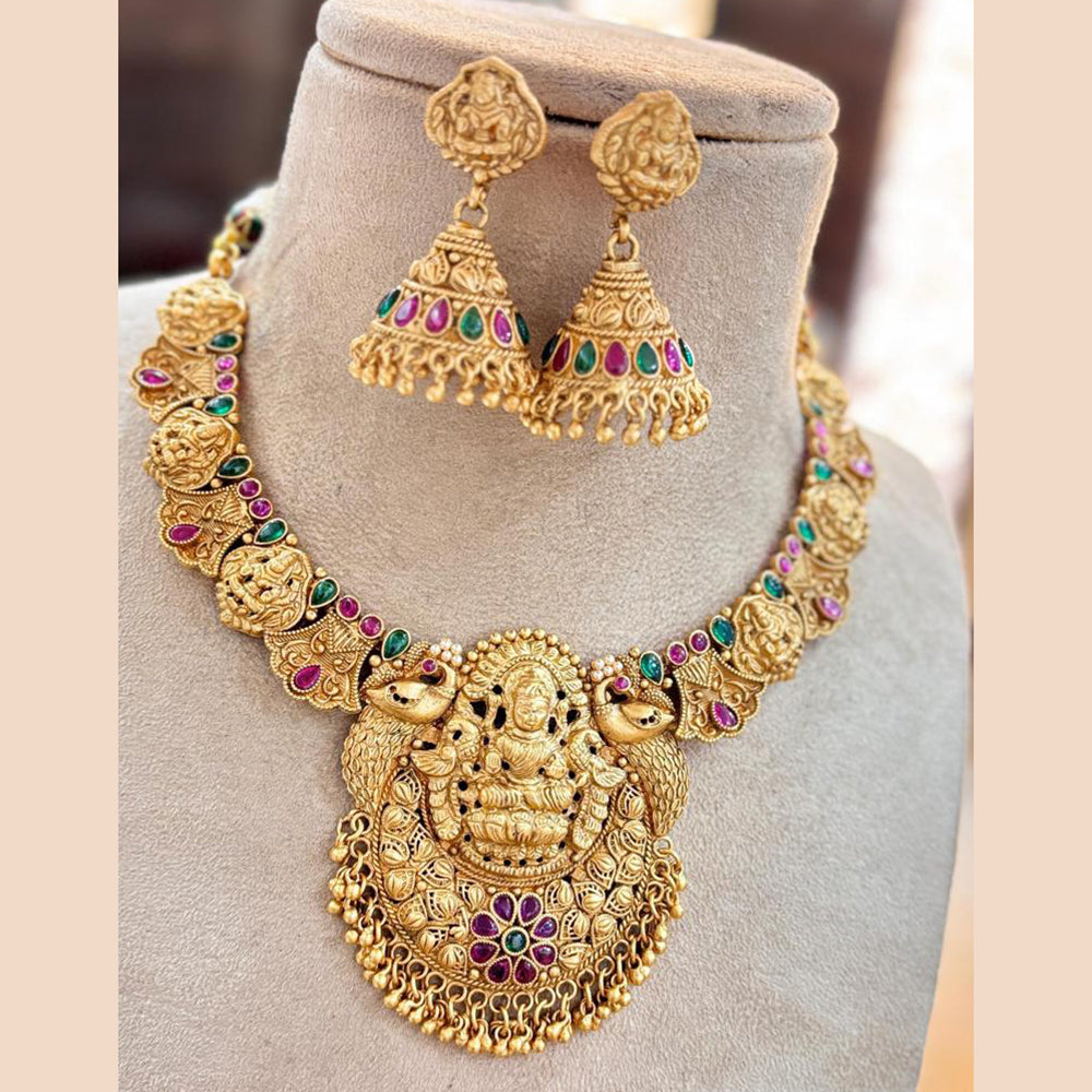 Jewel Addiction Copper Gold Pota Stone Temple Necklace Set