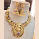 Jewel Addiction Copper Gold Pota Stone Temple Necklace Set