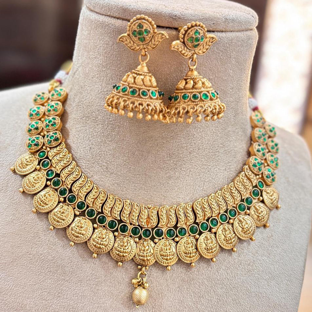 Jewel Addiction Copper Gold Pota Stone Temple Necklace Set
