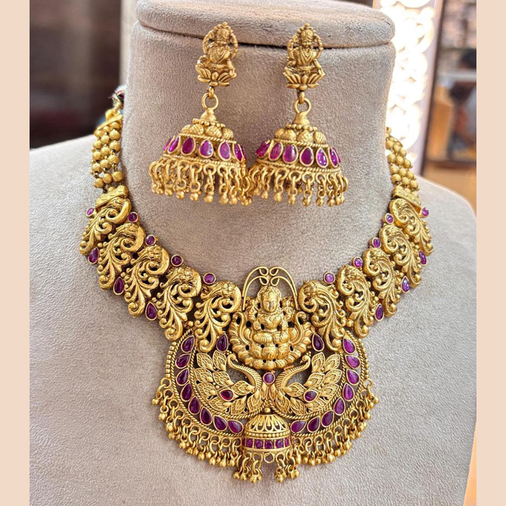 Jewel Addiction Copper Gold Pota Stone Temple Necklace Set
