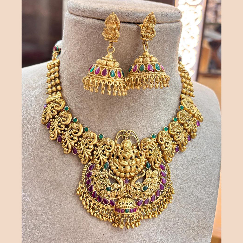 Jewel Addiction Copper Gold Pota Stone Temple Necklace Set