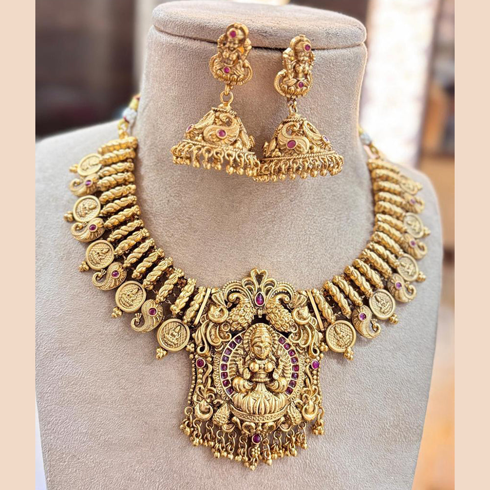 Jewel Addiction Copper Gold Pota Stone Temple Necklace Set