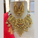 Jewel Addiction Gold Plated Pota Stone And Pearls Temple Necklace Set