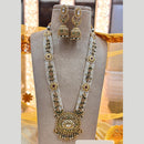 Jewel Addiction Gold Plated Pota Stone And Pearls Meenakari Long Necklace Set