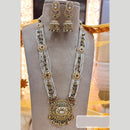Jewel Addiction Gold Plated Pota Stone And Pearls Meenakari Long Necklace Set