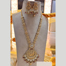 Jewel Addiction Gold Plated Pota Stone And Pearls Temple Long Necklace Set