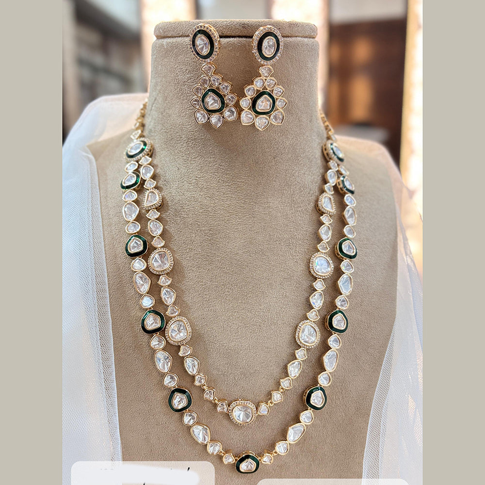 Jewel Addiction Designer Gold Plated Kundan And Meenakari Long Necklace Set