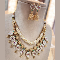 Jewel Addiction Elegant Gold Plated Pota And Pearl Necklace Set