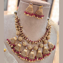 Jewel Addiction Elegant Gold Plated Pota And Pearl Necklace Set