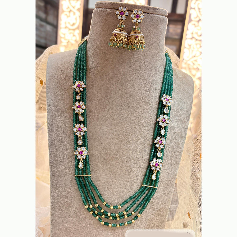 Jewel Addiction Elegant Gold Plated Kundan And Pearl Long Necklace Set