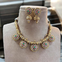 Jewel Addiction Gold Plated Pota Stone And Pearl Necklace Set