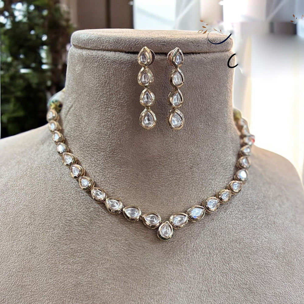 Jewel Addiction Gold Plated Polki Kundan Stone Necklace Set