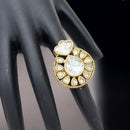 Jewel Addiction Divine Sparkle Gold-Plated Kundan Adjustable Ring with Traditional Flair