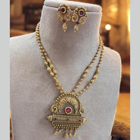 Jewel Addiction Antique Gold Plated Pota Stone for Brides & Festivals Long Necklace Set