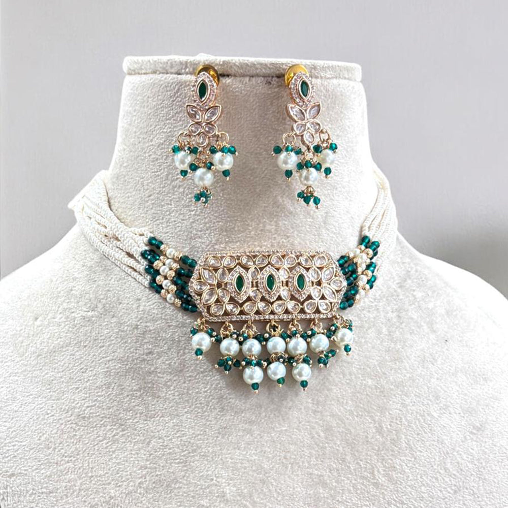 Jewel Addiction Gold Plated Polki Kundan And Pearls Choker Necklace Set
