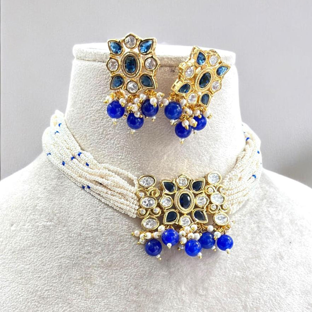 Jewel Addiction Gold Plated Polki Kundan And Pearls Choker Necklace Set