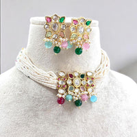 Jewel Addiction Gold Plated Polki Kundan And Pearls Choker Necklace Set