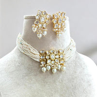 Jewel Addiction Gold Plated Polki Kundan And Pearls Choker Necklace Set