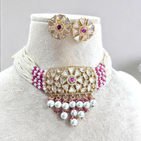 Jewel Addiction Gold Plated Polki Kundan And Pearls Choker Necklace Set